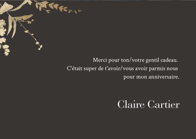 Cartes De Remerciements Pour Anniversaire Dorure Optimalprint