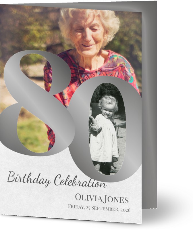 Birthday Invitation Vintage 80 - Personalised 80th Birthday Invitations