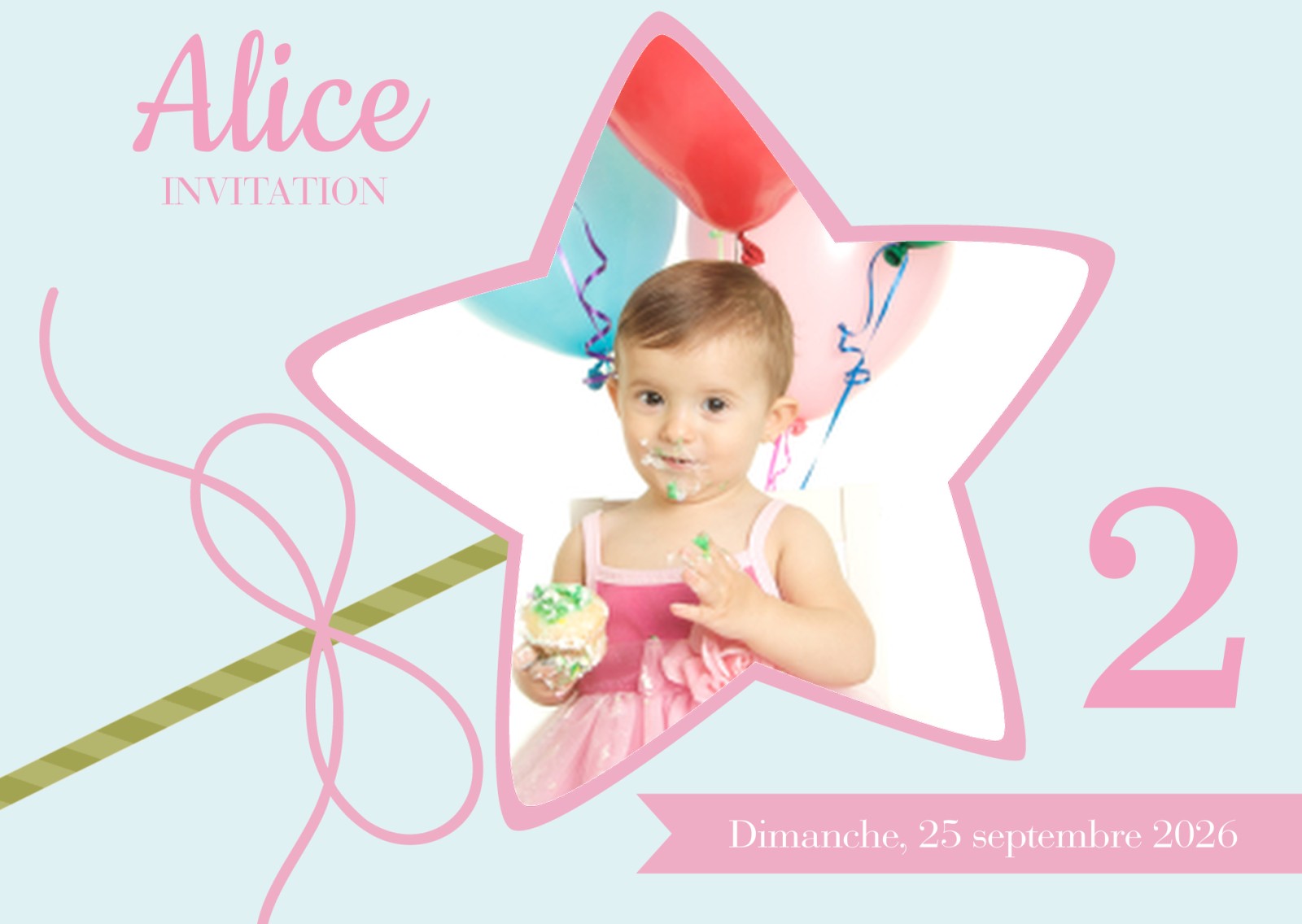 Cartes d invitation d anniversaire  2  ans  Optimalprint