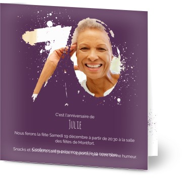 Carte D Invitation Anniversaire Touche 70 Ans Pour Femme Invitations Pour 70eme Anniversaire Personnalisees Grands Nombres Optimalprint