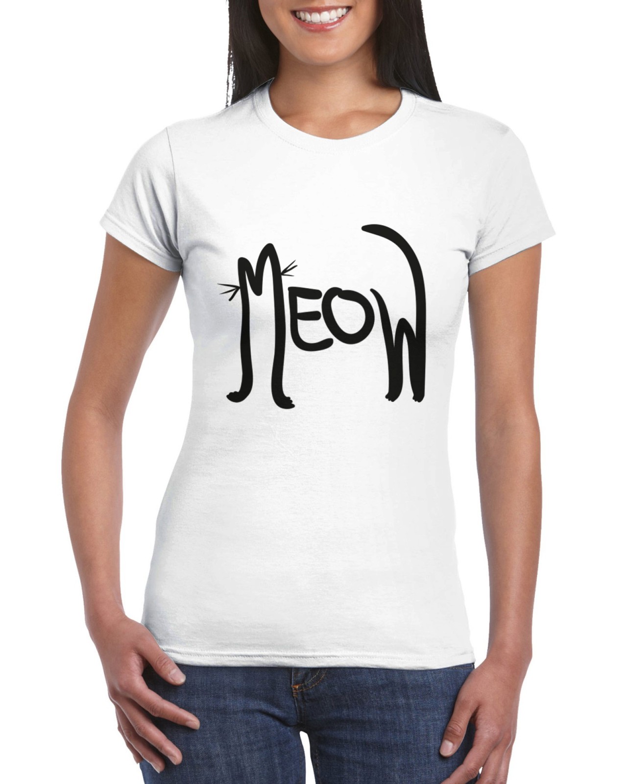 Image by Shutterstock Retro Meow Meow Quote Cat Design Tee Women's Image by Shutterstock Retro Meow Meow Quote Cat Design Tee Women's