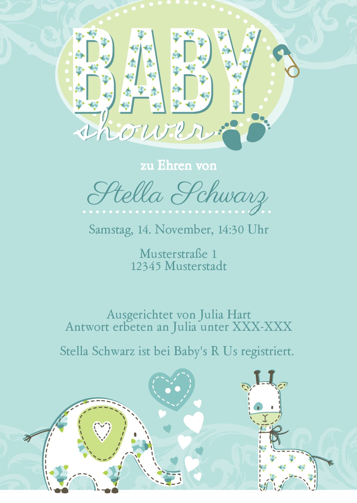 Einladungen Babyparty / Baby Shower | Optimalprint