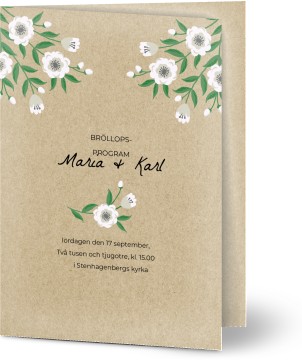Programkort | Program till Bröllop på Optimalprint.se