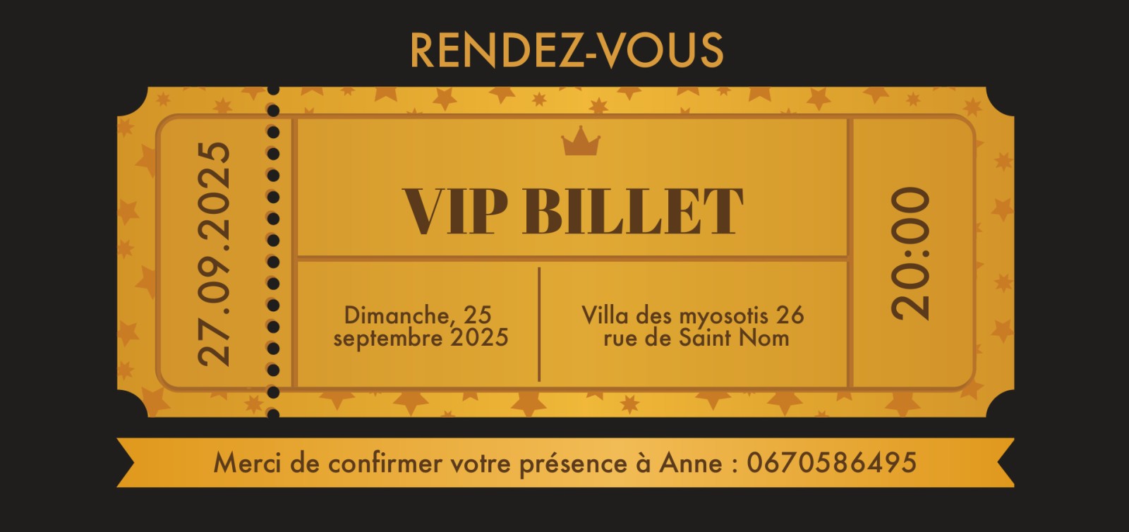 Carte d'invitation anniversaire Place VIP - Invitations d'anniversaire