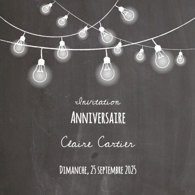 Carte D Invitation Anniversaire Tableau Noir Avec Ampoule Invitations D Anniversaire 90 Personnalisees Optimalprint