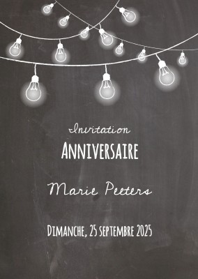 Carte D Invitation Anniversaire Tableau Noir Avec Ampoule Invitations D Anniversaire 80 Personnalisees Optimalprint