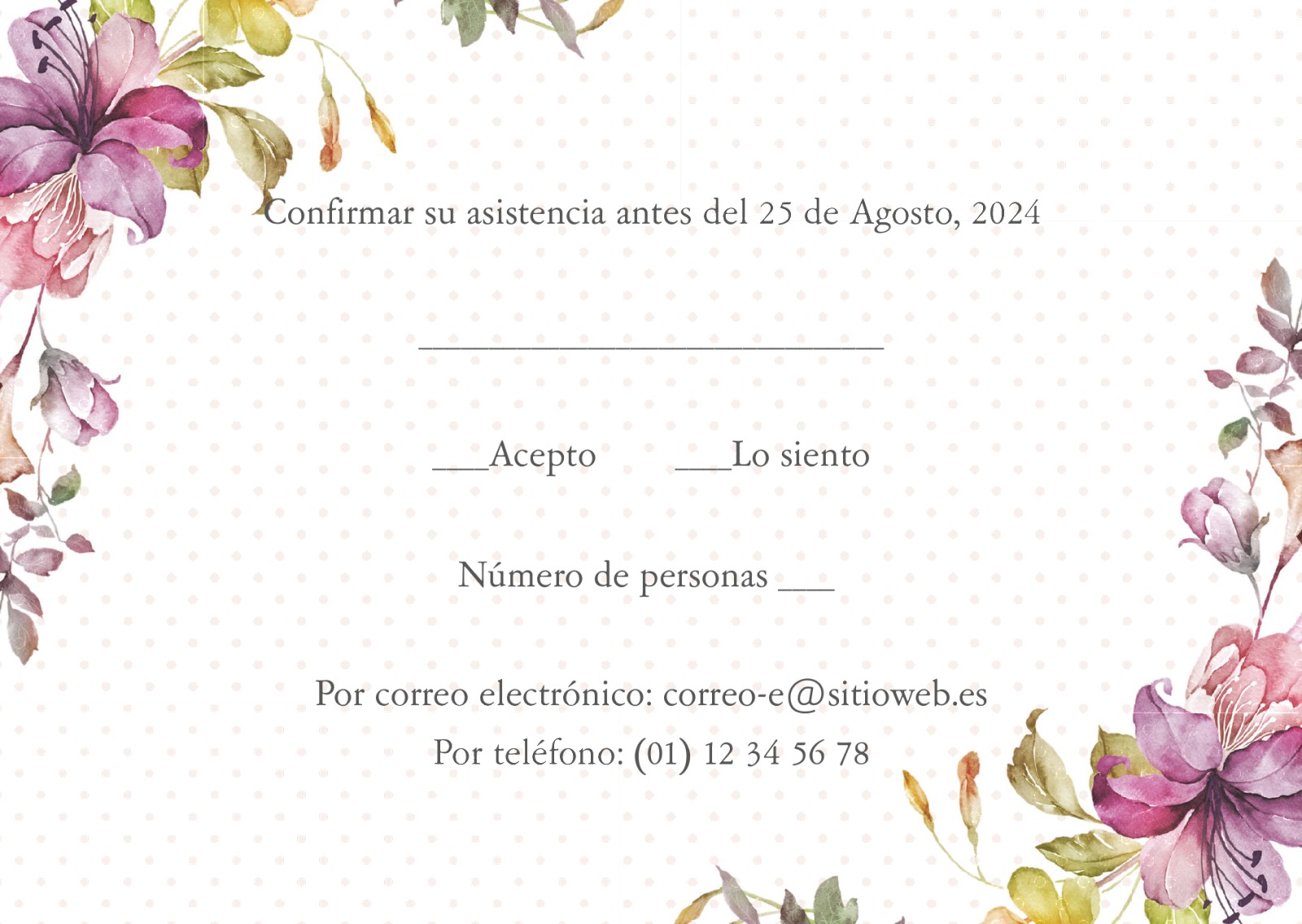 Cartas de Confirmación para Bodas y recepciones  Optimalprint