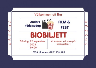 Födelsedagsinbjudan Biobiljett - Födelsedagsinbjudan