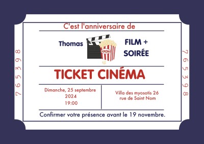 Carte D Invitation Anniversaire Place De Cinema Cartes D Invitation D Anniversaire 16 Optimalprint