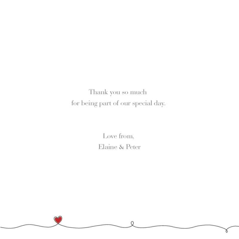 Wedding Thank You Card Swirls And Hearts Wedding Thank You Cards