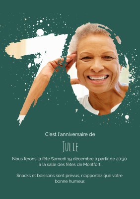 Carte D Invitation Anniversaire Touche 70 Ans Pour Femme Invitations D Anniversaire 70 Personnalisees Optimalprint