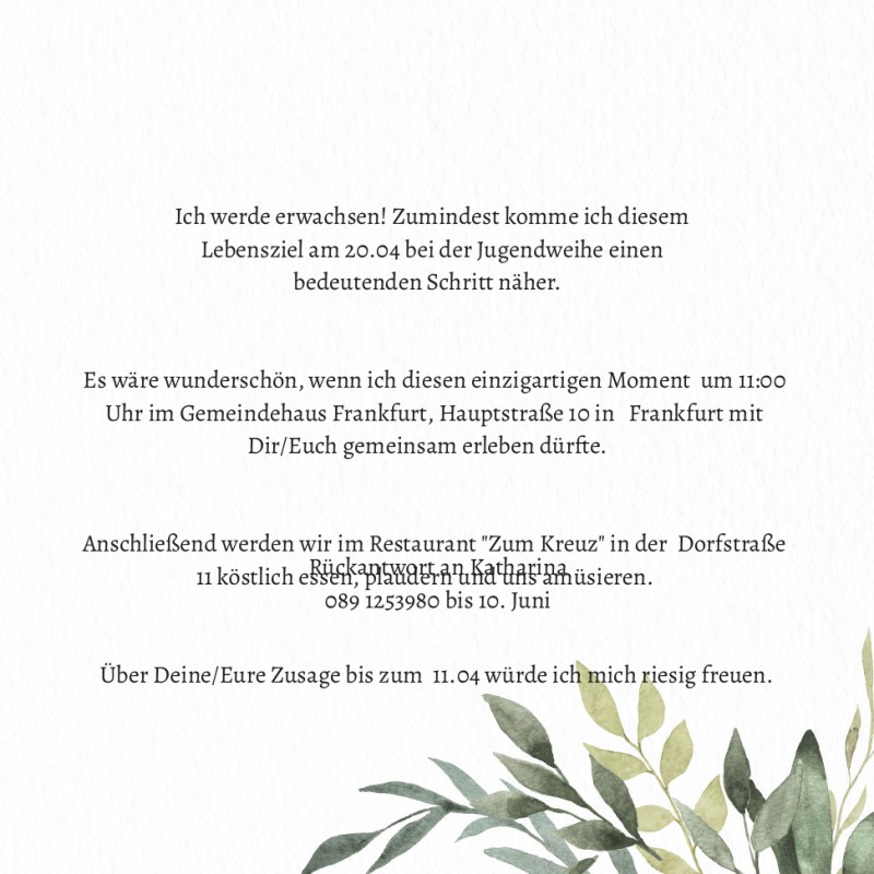 Einladungen zur Jugendweihe Optimalprint