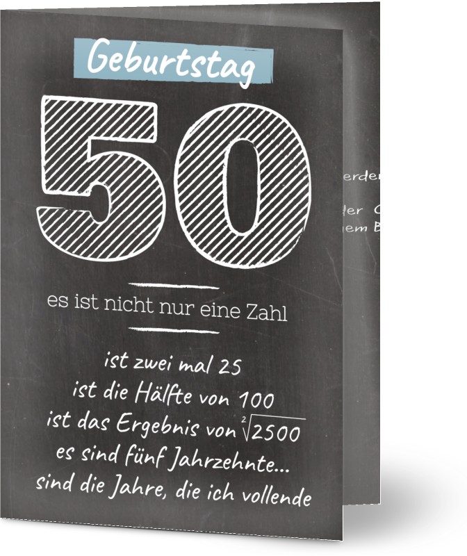 Einladung Geburtstag Gestreifte schwarze Tafel 50