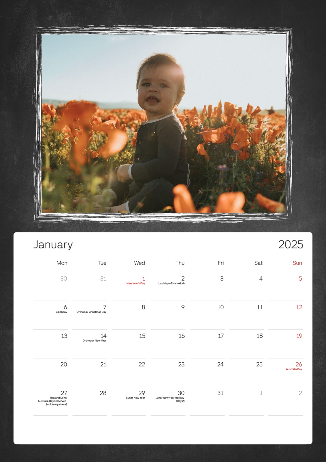 Chalky Frame - Personalised Wall Calendar  Optimalprint