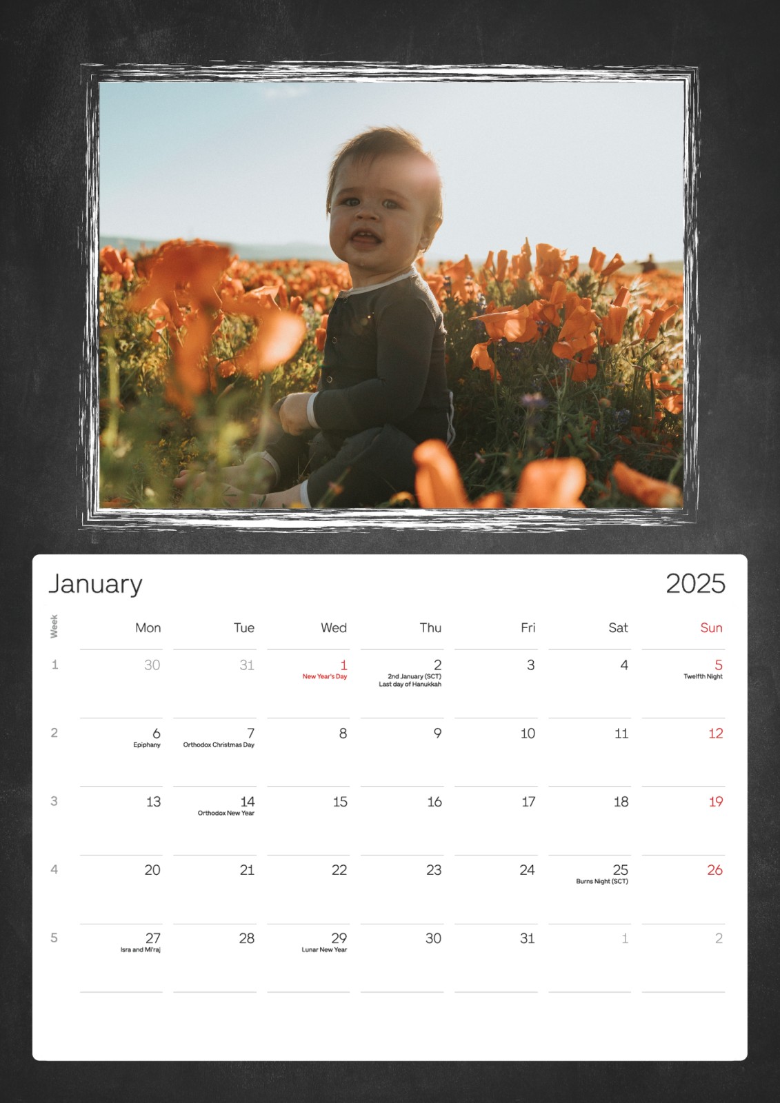 2025 Picture Frame Calendar 